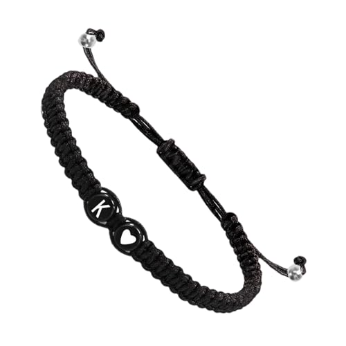 Geflochtene Initialen-Armbänder für Herren, Initialen-Charm-Armband für Paare mit Herz-Design - Initialen-Armband Herren verstellbar mit 26 Buchstaben, Armband mit Cor, riferimento alla von Generic