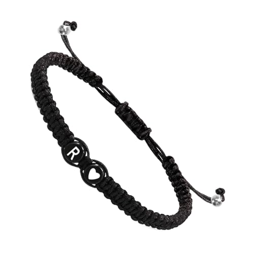 Geflochtene Initialen-Armbänder für Herren, Initialen-Charm-Armband für Paare mit Herz-Design - Initialen-Armband Herren verstellbar mit 26 Buchstaben, Armband mit Cor, riferimento alla von Generic