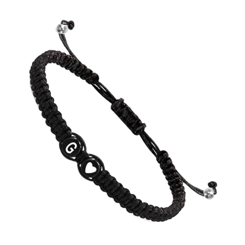 Geflochtene Initialen-Armbänder für Herren, Initialen-Charm-Armband für Paare mit Herz-Design - Initialen-Armband Herren verstellbar mit 26 Buchstaben, Armband mit Cor, riferimento alla von Generic