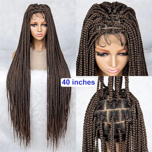 Geflochtene Perücken Für Schwarze Frauen, Synthetische Spitze-Front-Perücke, Knotenlose Box-Zöpfe-Perücke Mit Babyhaar, Spitze, Geflochtene Cornrow-Perücken von Generic