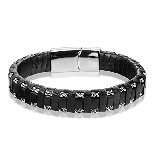 Geflochtenes Armband aus echtem Leder, Herren-Kettenarmbänder, männlich, IC-Verschluss, Schmuck, Geschenke von Generic