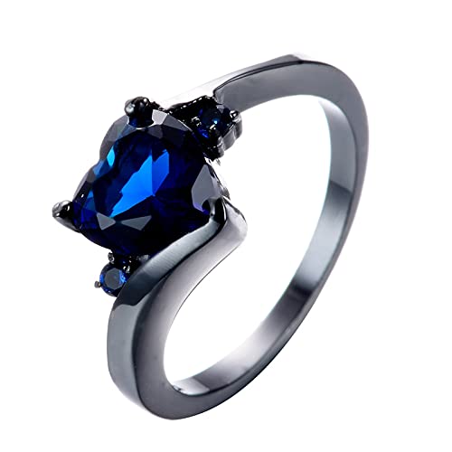 Geformte Herzen Liebe Herz Schmuck Liebe Frauen Bunte Zirkon Ringe Größere Ringe, blau, 36 von Generic