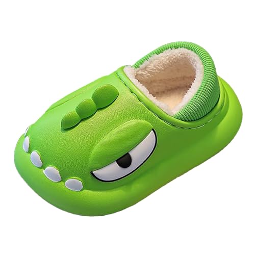 Gefüttert Hausschuhe Junge Plüsch Pantoffeln Warm Kinderhausschuhe Süße Tierhausschuhe Outdoor Winterschuhe Flauschig Hause Schuhe Wasserdichte Slipper (a-Green, 4.5-5 Years) von Generic