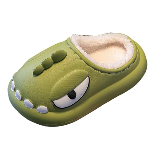 Gefüttert Hausschuhe Junge Plüsch Pantoffeln Warm Kinderhausschuhe Süße Tierhausschuhe Outdoor Winterschuhe Flauschig Hause Schuhe Wasserdichte Slipper (b-AG, 10-10.5 Years) von Generic