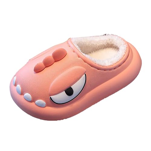 Gefüttert Hausschuhe Junge Plüsch Pantoffeln Warm Kinderhausschuhe Süße Tierhausschuhe Outdoor Winterschuhe Flauschig Hause Schuhe Wasserdichte Slipper (b-Pink, 4.5-5 Years) von Generic