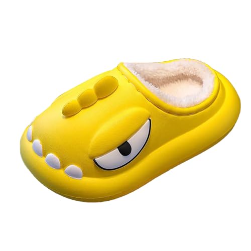 Gefüttert Hausschuhe Junge Plüsch Pantoffeln Warm Kinderhausschuhe Süße Tierhausschuhe Outdoor Winterschuhe Flauschig Hause Schuhe Wasserdichte Slipper (b-Yellow, 7-8 Years) von Generic