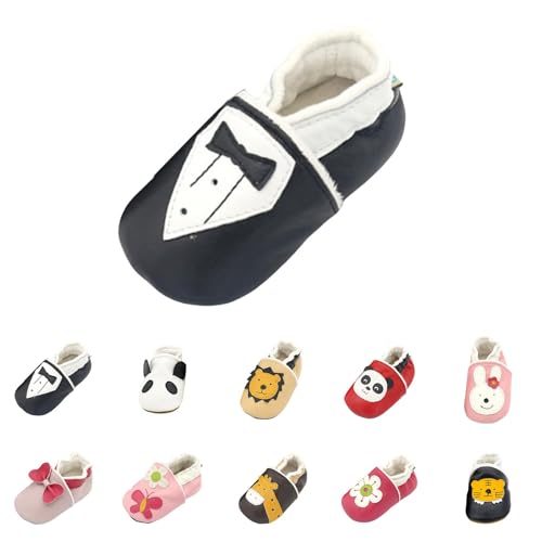 Gefüttert Krabbelschuhe Baby Lauflernschuhe Süße Tierschuhe Newborn Mädchen Junge Weiche Hause Schuhe Wasserdichte Kinderschuhe Outdoor Babyhausschuhe (Black-C, 23.5 Infant) von Generic