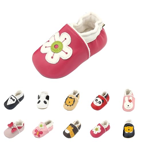 Gefüttert Krabbelschuhe Baby Lauflernschuhe Süße Tierschuhe Newborn Mädchen Junge Weiche Hause Schuhe Wasserdichte Kinderschuhe Outdoor Babyhausschuhe (Hot Pink-C, 19 Infant) von Generic