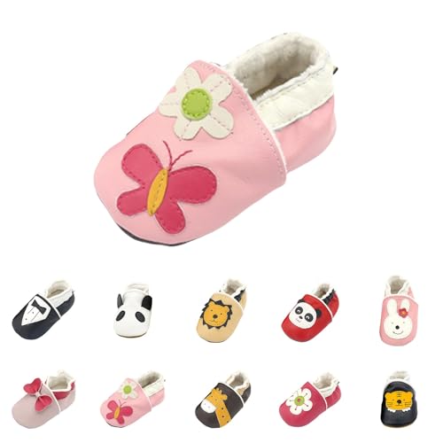 Gefüttert Krabbelschuhe Baby Lauflernschuhe Süße Tierschuhe Newborn Mädchen Junge Weiche Hause Schuhe Wasserdichte Kinderschuhe Outdoor Babyhausschuhe (Rose Gold-C, 20 Infant) von Generic