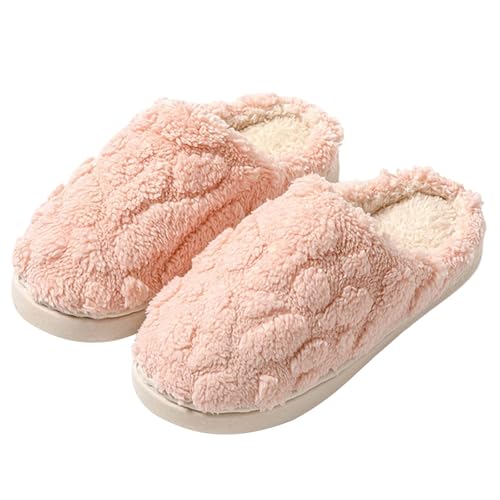 Gefüttert Pantoletten Damen Winter Wärme Plüsch Hausschuhe Weiche Slippers Memory Foam Hüttenschuhe Flauschige Schlappen Bequem Rutschfeste Puschen Hausschlappen Drinnen und Draußen von Generic