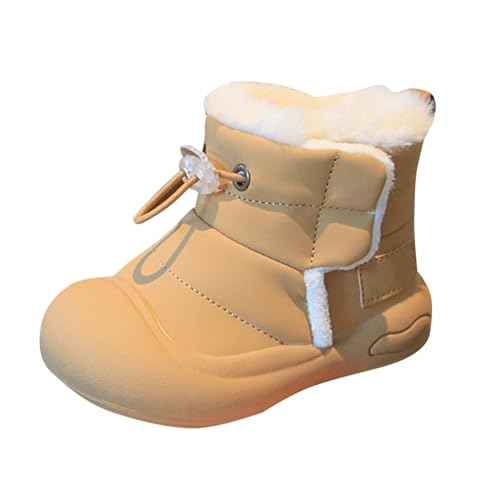 Gefüttert Schneestiefel Baby Mädchen Junge Wasserdicht Winterstiefel Warm Plüsch Schneeschuhe Gummisohle Outdoor Kinderstiefel High Weit Schuhe Weiche Boots (Yellow, 25.5 Toddler) von Generic