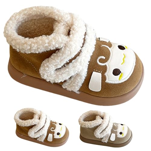 Gefüttert Stiefeletten Baby Fleece Schneestiefel Mädchen Junge Süße Tierstiefel Anti Rutsch Winterstiefel Warm Thermo Wildlederstiefel Outdoor Stiefel (Coffee, 23.5 Infant) von Generic