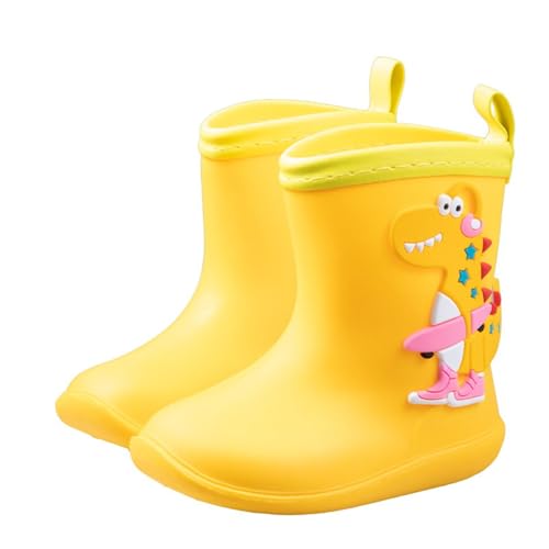 Gefütterte Gummistiefel Kinder, Halbhohe Regenstiefel Kinder Mit Zugband, Leicht Rain Boots rutschfest Bunt Regen Stiefel Wasserdicht Barfuß Regenschuhe Cartoon Unisex Kinderstiefel Barfußschuhe von Generic