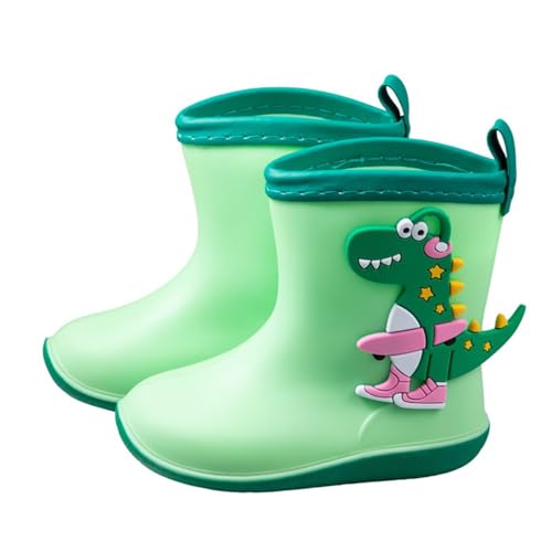 Gefütterte Gummistiefel Kinder, Halbhohe Regenstiefel Kinder Mit Zugband, Leicht Rain Boots rutschfest Bunt Regen Stiefel Wasserdicht Barfuß Regenschuhe Cartoon Unisex Kinderstiefel Barfußschuhe von Generic