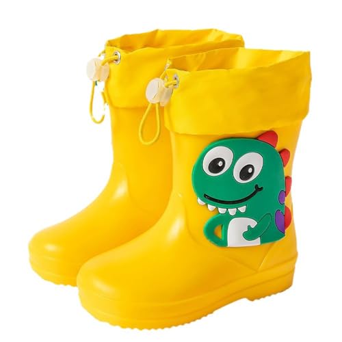 Gefütterte Gummistiefel Kinder, Regenstiefel Kinder Mit Zugband, Halbhohe Regen Stiefel Wasserdicht rutschfest Regenschuhe Cartoon Unisex Kinderstiefel Leicht Gummi Rain Boots Bequeme Barfußschuhe von Generic