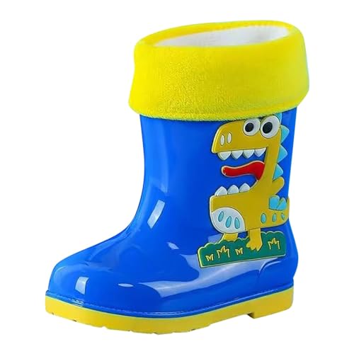Gefütterte Gummistiefel Kinder, Regenstiefel Kinder Modische, rutschfest Barfuß Regen Stiefel Outdoor Wasserdicht Regenschuhe Gummi Rain Boots Cartoon Unisex Kinderstiefel Bequeme Barfußschuhe von Generic