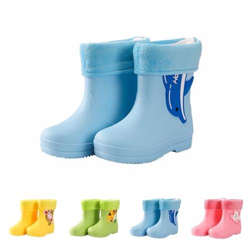 Gefütterte Gummistiefel Kinder, Regenstiefel Mädchen Barfuß, Leicht Regenschuhe Kurze, Gummistiefel Kinder Mit Zugband, Gummi Stiefel Jungen Regenstiefel, Rain Boots Kids Regenschuhe von Generic