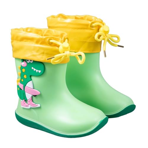 Gefütterte Gummistiefel Kinder Halbhohe, Regenstiefel Kinder Mit Zugband, Bequeme Atmungsaktiv Rain Boots rutschfest Regen Stiefel Wasserdicht Regenschuhe Cartoon Unisex Kinderstiefel Barfußschuhe von Generic