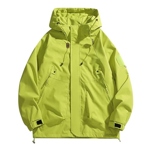 Gefütterte Regenjacke Damen Leichte Regenjacke Damen Hardshelljacke Damen Regenjacke Fahrrad Damen Outdoorjacke Damen Wasserdicht Fluorescent Green XXL von Generic