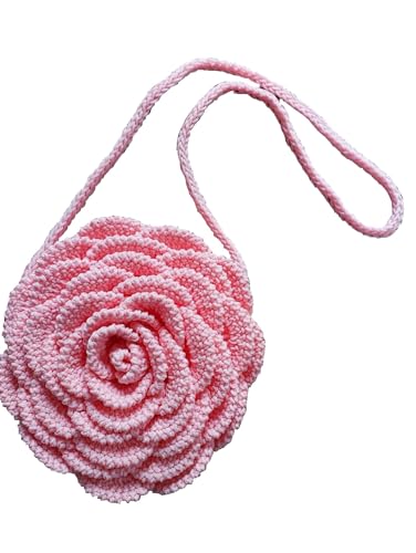 Gehäkelte Handtasche mit Rosen-Design, für Damen, einzelne Schulter, Rose von Generic