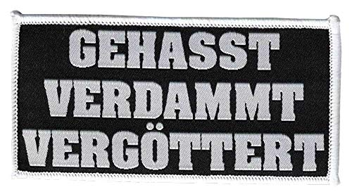 Gehasst, Verdammt, Vergöttert Aufnäher/Patch, Schwarz, ca. 10 x 5 cm von Generic