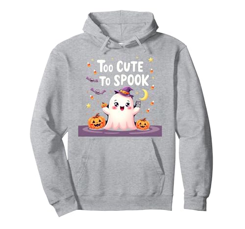 Geisterhafter Halloween-Spaß für Kinder, zu süß, um sie zu erschrecken Pullover Hoodie, Unisex für Erwachsene, Grau Meliert, XXL von Generic