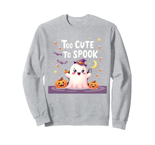 Geisterhafter Halloween-Spaß für Kinder, zu süß, um sie zu erschrecken Sweatshirt, Unisex für Erwachsene, Grau Meliert, XL von Generic