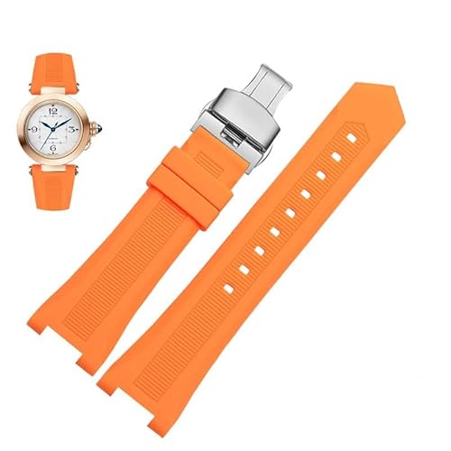 Gekerbtes Silikon-Uhrenarmband für GC PASHA, schwarz-weißes Armband, Armbanduhr(Orange silver,24-12mm) von Generic
