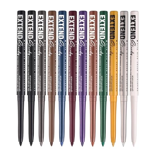 Gel-Eyeliner, Eyelinerstift, 12 Farben, langanhaltender Lippen- und Augenbrauenstift, für Frauen, Mädchen, Weihnachten, Verabredungen von Generic