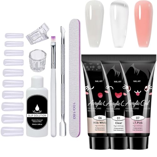 Gel Nail Kit - 3 Farben Gel Polish Kit mit UV Lampe | Nagelset mit Allem, Langer Dauerhafter Langnägel, Home Nail Supplies für den M Salon von Generic