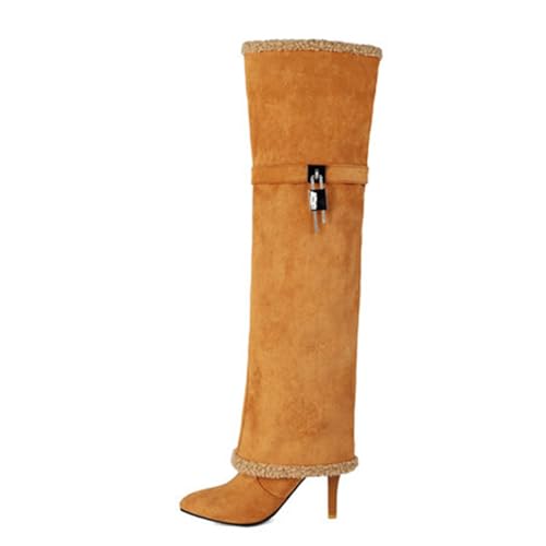 Gelb,45 EU,Overknee-Stiefel aus Wildleder für Damen, Spitze Zehenpartie, Stiletto-Absätze, Lange Hosenstiefel mit Metallverschluss, Herbst-Winter-Overknee-Stiefel, Abendschuhe Gelb,45 EU,Overknee-Stiefel aus Wildleder für Damen, Spitze Zehenpartie, Stiletto-Absätze, Lange Hosenstiefel mit Metallverschluss, Herbst-Winter-Overknee-Stiefel, Abendschuhe von Generic