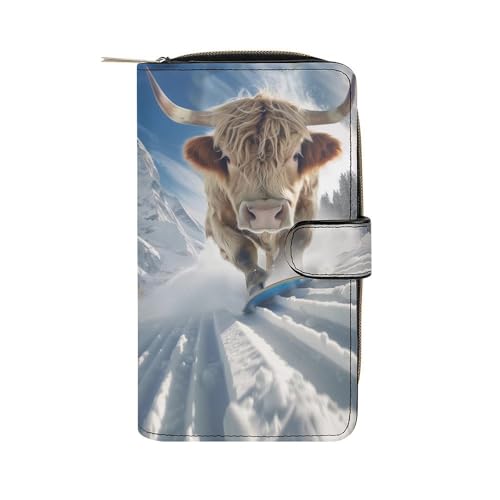 Geldbeute Skateboarding Hochlandrind Kleine Münzbörse Vintage Design Leder Geldbörse Tragbare Portemonnaie Für Frauen, Mädchen, Kinder von Generic