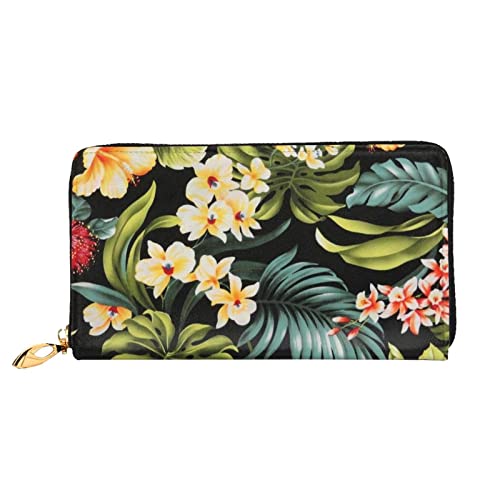 Geldbeutel Hawaiianische Blumen Portmonee Tragbare Geldbörse Nette Verschluss Geldbörsen Für Frauen, Mädchen, Lehrer von Generic