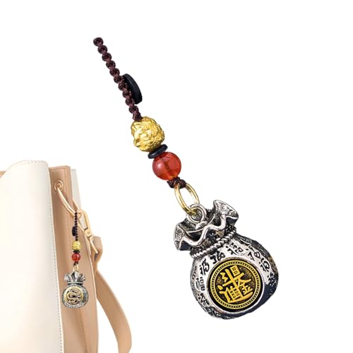 Geldbeutelanhänger – Täglicher Wohlstand Taschenanhänger | Geldbeutelanhänger | Reichtum Bag | Chinesisches Schriftzeichen | Drehbarer Geldbeutel, Drache, Refer to description von Generic