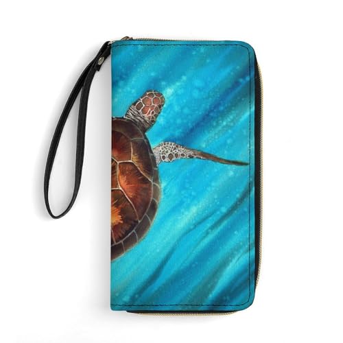 Geldbörse Buntes Schwimmmeer Wallet Retro Portemonnaie Vintage Leder Geldbörse Für Tochter, Mädchen, Mutter von Generic