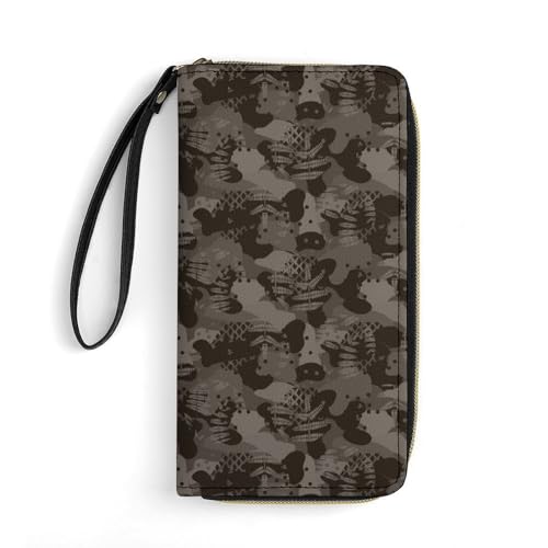 Geldbörse Camouflage Armee Braun Jagd Handtaschen Vintage Leder Geldbörse Kreative Geldtasche Für Frauen, Mädchen, Mutter von Generic