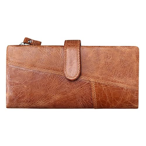 Geldbörse Damen RFID Blocking Echtleder Geldbörse Große Kapazität Clutch mit 18 Kartenfächern Vintage Stil Perfekt für den täglichen Gebrauch, Braun 1 von Generic