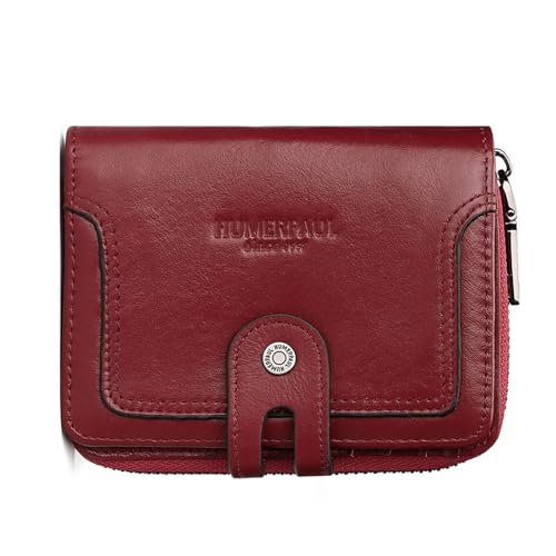 Geldbörse Herren Echtleder RFID Blocking Bifold Wallet mit Kette - Echtes Leder Anti-Diebstahl Kompakt Geräumig 2 Bargeldfächer 2 Münzfächer, Rot/Ausflug, einfarbig (Getaway Solids), Einfarbig von Generic