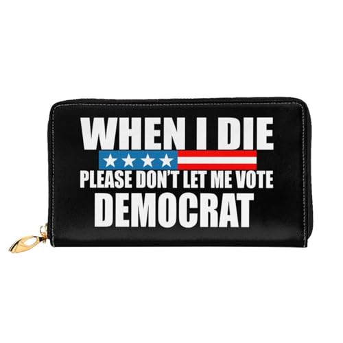 Geldbörse Wenn Ich Sterbe, Darf Ich Nicht Die Demokraten Wählen Reißverschluss Geldbörse Printmotiv Leder Geldbörse Retro Kartenetui Für Frauen, Tochter, Mutter von Generic