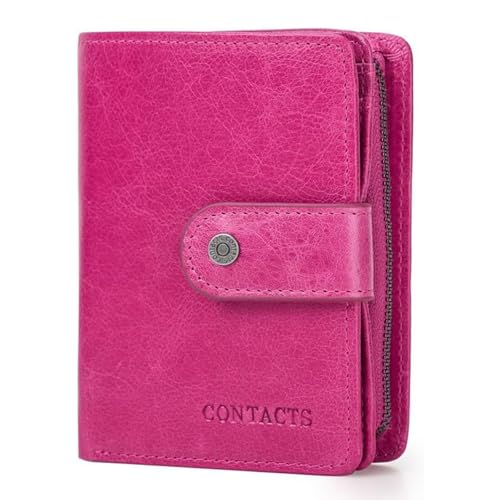 Geldbörse aus echtem Leder, RFID-blockierend, dreifach faltbar, schlankes Design mit reichlich Stauraum, mehrere Kartenfächer, Geldfach, sicherer Schnappverschluss, stil 3, Einfarbig von Generic