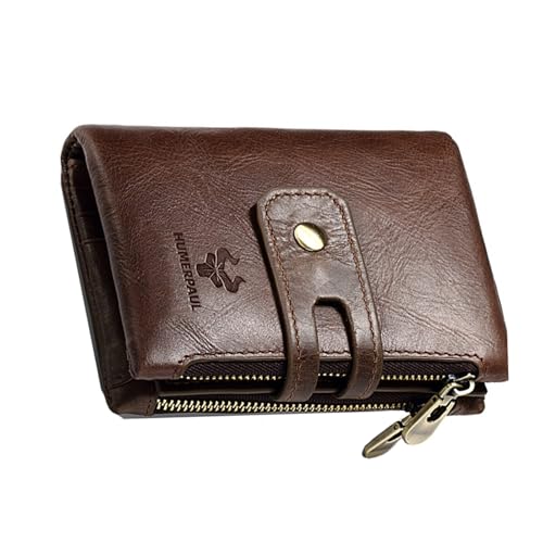 Geldbörse aus echtem Leder mit RFID-Blockierung, Anti-Diebstahl-Design, 13 Kartenfächer, 2 Münzfächer, 1 Bargeldfach für den täglichen Gebrauch, Einkaufen, Reisen, Braun, Einfarbig von Generic