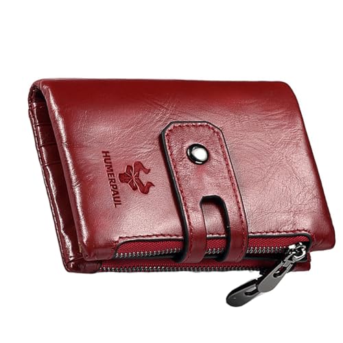 Geldbörse aus echtem Leder mit RFID-Blockierung, Anti-Diebstahl-Design, 13 Kartenfächer, 2 Münzfächer, 1 Bargeldfach für den täglichen Gebrauch, Einkaufen, Reisen, Rot/Ausflug, einfarbig (Getaway von Generic