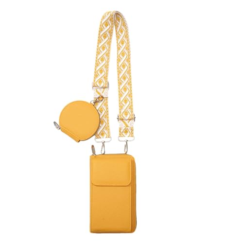 Geldbörse für Mobiltelefon, Handtasche für Handy, verstellbare Handytasche, 2024, neue Handtasche für Handyhülle, kleine Handtasche aus PU-Leder für Telefon, gelb, Se référer au descriptif von Generic