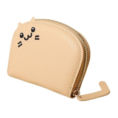 Geldbörse in niedlicher Katzenform – kompakte und elegante Geldbörse, leichte Tasche mit Cartoon-Verschluss | Multifunktionaler Organizer für Geldbörsen aus Leder, aprikose, Se référer au descriptif von Generic