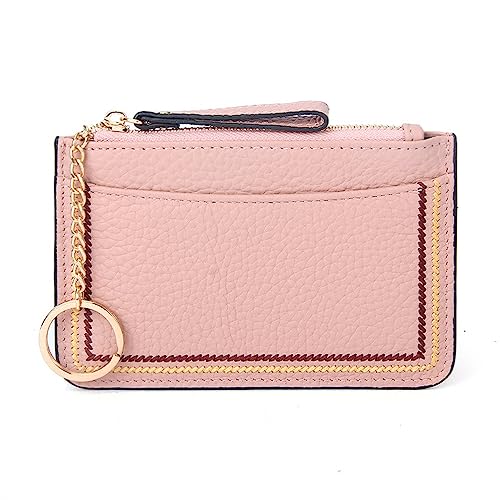 Geldbörse wechseln Damen Schlüsselanhänger Geldbörse Leder Geldbörse (Farbe : Pink, Size : 14x0.5x9.5cm) von Generic