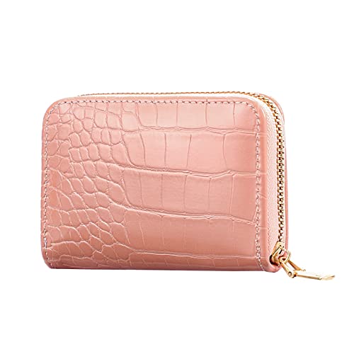 Geldbörsen Für Herren Mode-Münzen-Muster-ID-Geldbörsen-Farben-Feste Karten-Neutral-Frauen-Reißverschluss-Geldbörsen-Geldbörse Brieftasche Herren Groß Ohne Münzfach (Pink, 11X2.2X7.5CM) von Generic