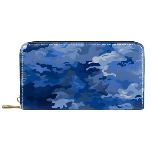 Geldtasche Abstrakte Blaue Flecken Camouflage Geldbeute Kreative Handtaschen Vintage Leder Geldbörse Für Frauen, Mädchen, Mutter von Generic
