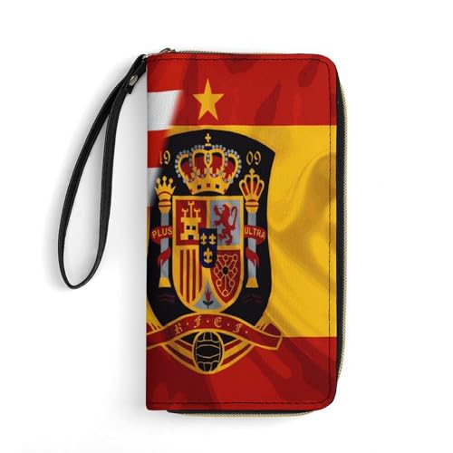 Geldtasche Amerika Flagge Und Spanien Flagge Leder Geldbörse Vintage Handtaschen Lustige Kartenetui Für Freund, Lehrer, Mutter von Generic