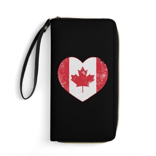 Geldtasche Kanada Herz Retro Flagge Tragbare Brieftasche Lustige Portemonnaie Niedliche Wallet Für Freundin, Kinder, Mutter von Generic