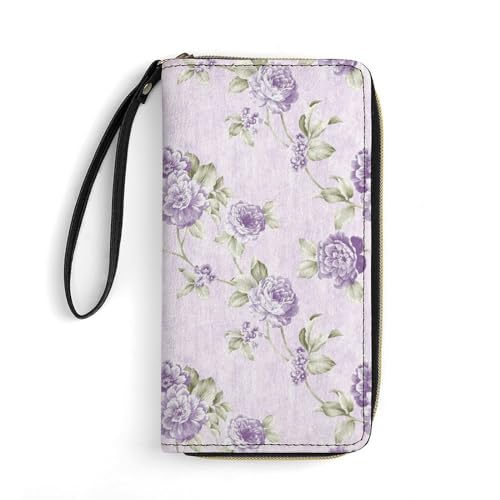 Geldtasche Lila Blume Tragbare Brieftasche Nette Verschluss Geldbörsen Printmotiv Portemonnaie Für Frauen, Tochter, Mädchen von Generic